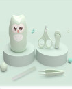 High Quality Baby Manicure Pedicure Kit Nail Clipper Scissor Tweezer File Bear Nasal Aspirator for Newborn Infant Toddler Mint Green